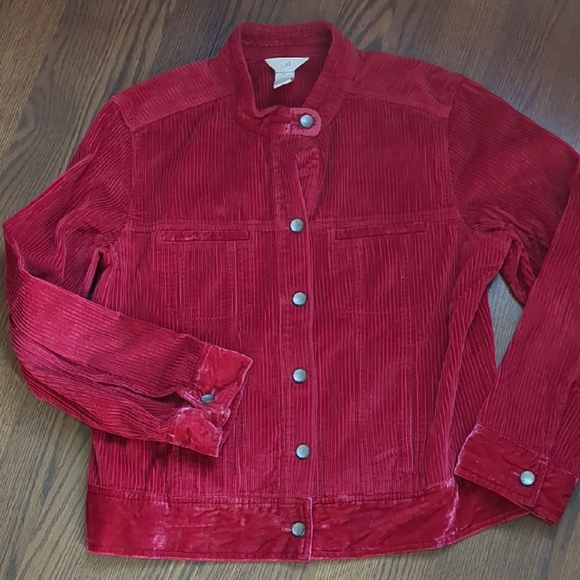 J. Jill Rich Red Corduroy Bomber Jacket - Picture 1 of 4